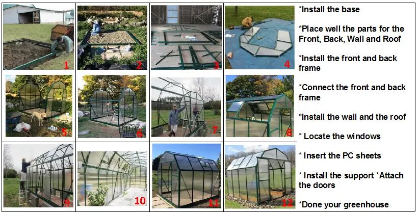 Agricultural Hydroponic System Aluminium and Polycarbonate Building Material Greenhouses Green House Rdgs0810-6mm