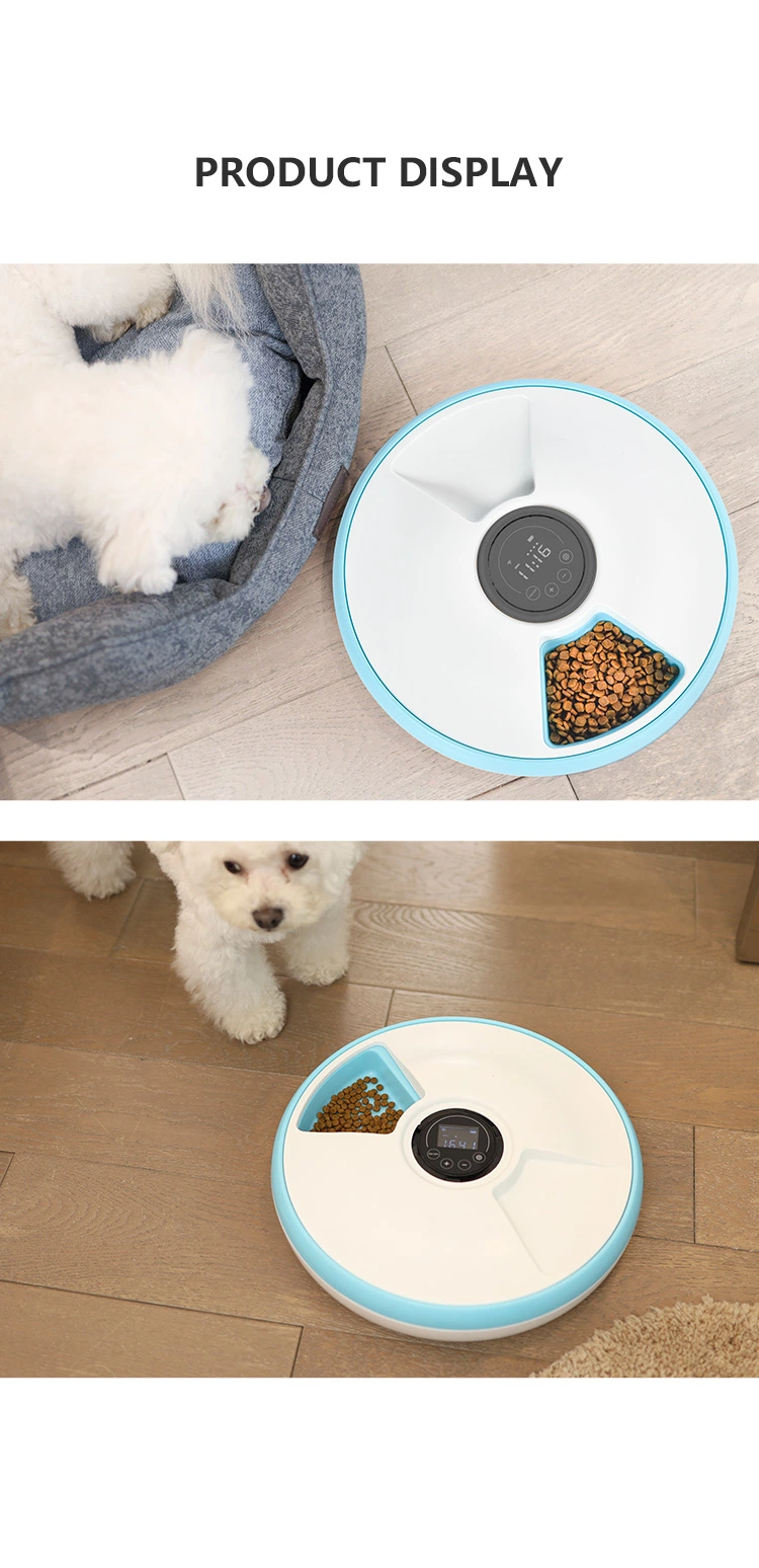 Six Meals Automatic Interactive Smart Timed Dispenser Food Water Container Slow Pet Dog Cat Feeder Bowl
