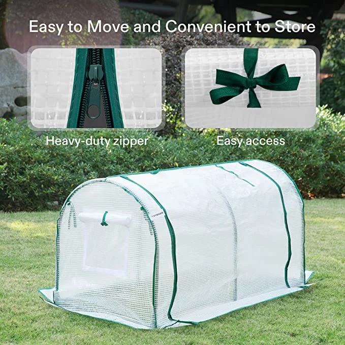 47.2 X 23.6 X 23.6 Inch Portable Mini Green House, PE Cover and Roll-up Zipper Door for Outdoor Plant Growing