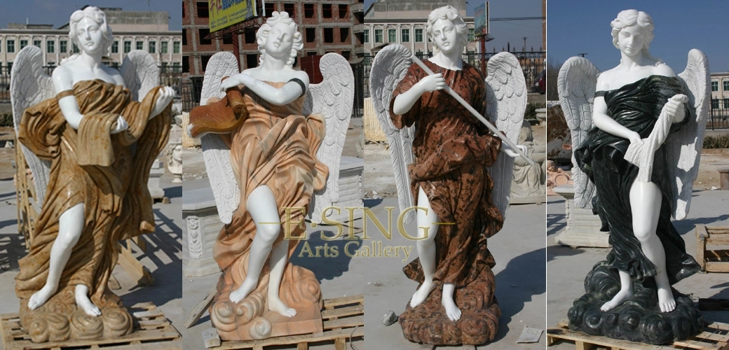 Customize Yellow Marble Hand Carving Garden Stone Sculpture Four Season Lady Statues