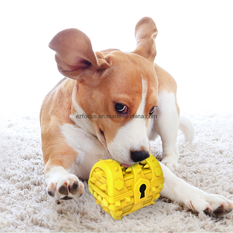 Pet Dog Toothbrush Chew Toys, Upgraded Treasure Chest Sounding Toy, Dental Care Tooth Cleaning, Safe Dog Squeak Toy, Food Grade Natural Rubber Chewer Wbb12786