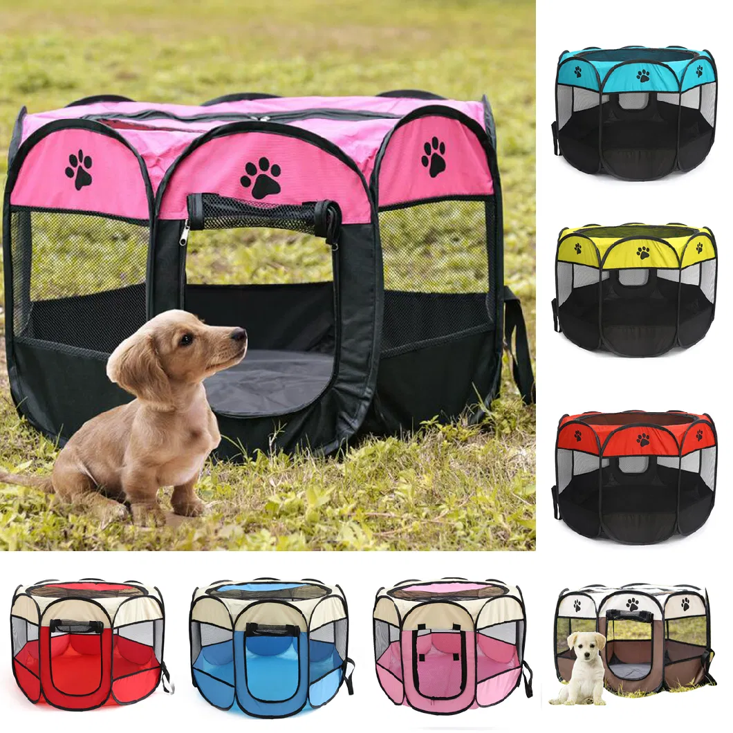 Octagonal Portable Outdoor Kennels Fences Pet Tent Houses Small Large Dogs Foldable Dog Crate