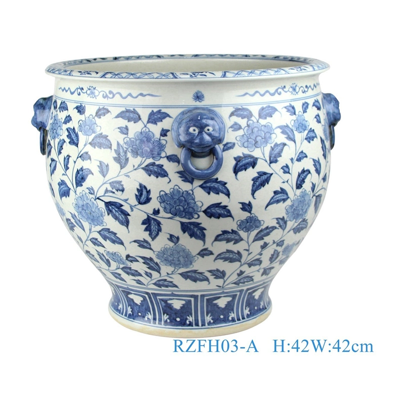 Rzfh03-C Blue White Hand Painted Flying Dragon Pattern Ceramic Large Garden Pot