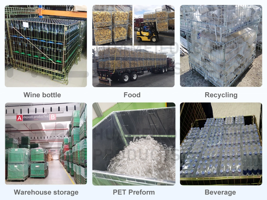 Customized Pet Preform Storage Foldable Stacking Steel Wire Mesh Crate