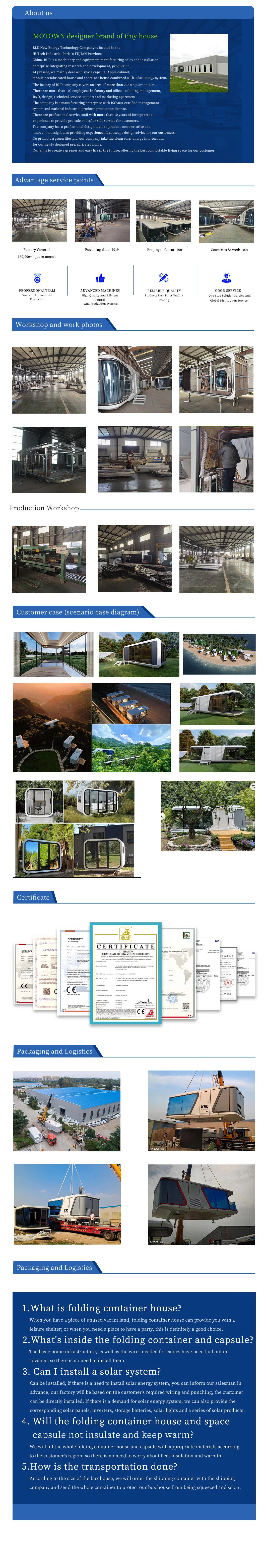 Wholesale FT Residential Mobile Capsule Aluminium Prefab Garden Container Prefabricated Modular Living Space Capsule Movable Smart Tiny Home