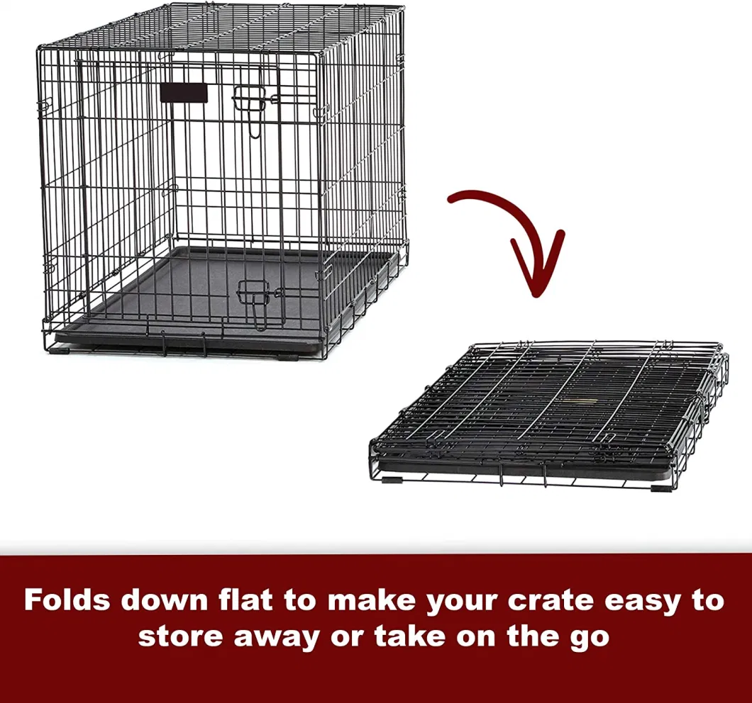 Metal Foldable Dog Kennel 24 30 36 42 48 Inch Pet Cage for Dogs and Cats