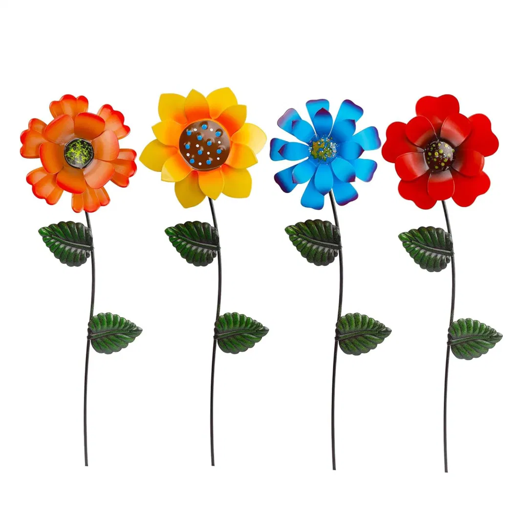 Lawn Decorations Outdoor Metal Colorful Sunflowers Daisy Shaking Head Yard Art