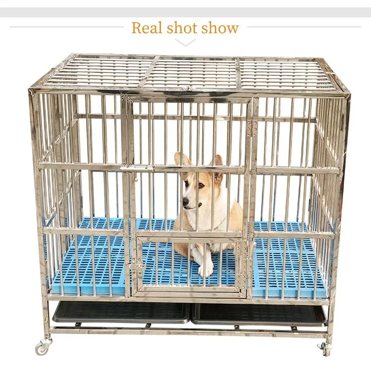 Large Dog with Toilet Medium Dog Folding Thick Stainless Steel Dog Cage
