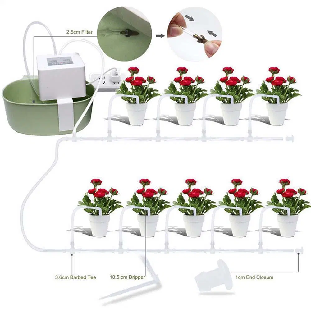 Programmable Auto Drip Irrigation Kit Water Timer Device Automatic Self Watering System for Indoor Garden Plants Watered
