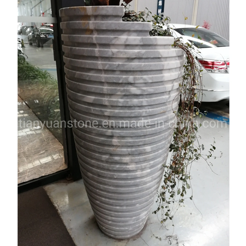 Garden Ornament Stone Flower Pot White Marble Garden Planter