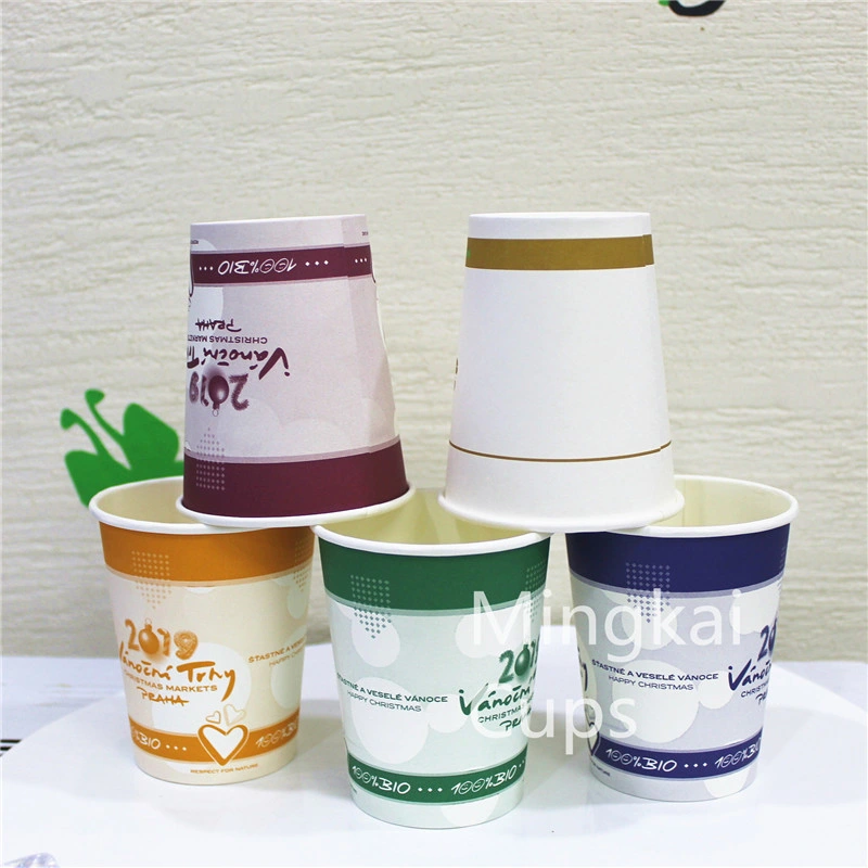 Single Double Wall Biodegradable Compost 8oz 12oz 16oz Paper Cup for Coffee Beverage