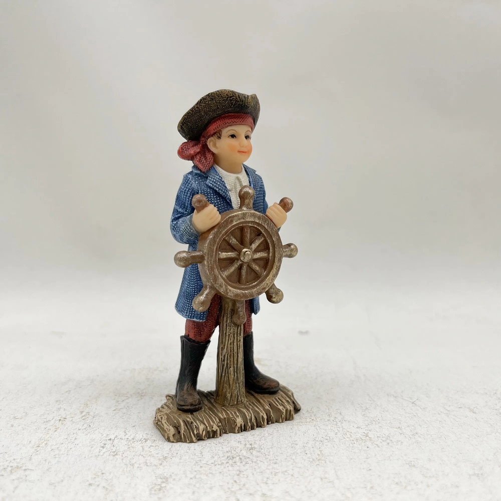 Resin Little Pirate Captain Boy Figurine Miniature Fairy Garden Kit Factory Direct Supply