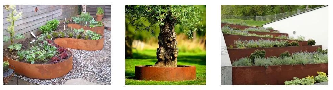 Corten Steel Garden Ornaments Metal Rusty Lawn Border Edges