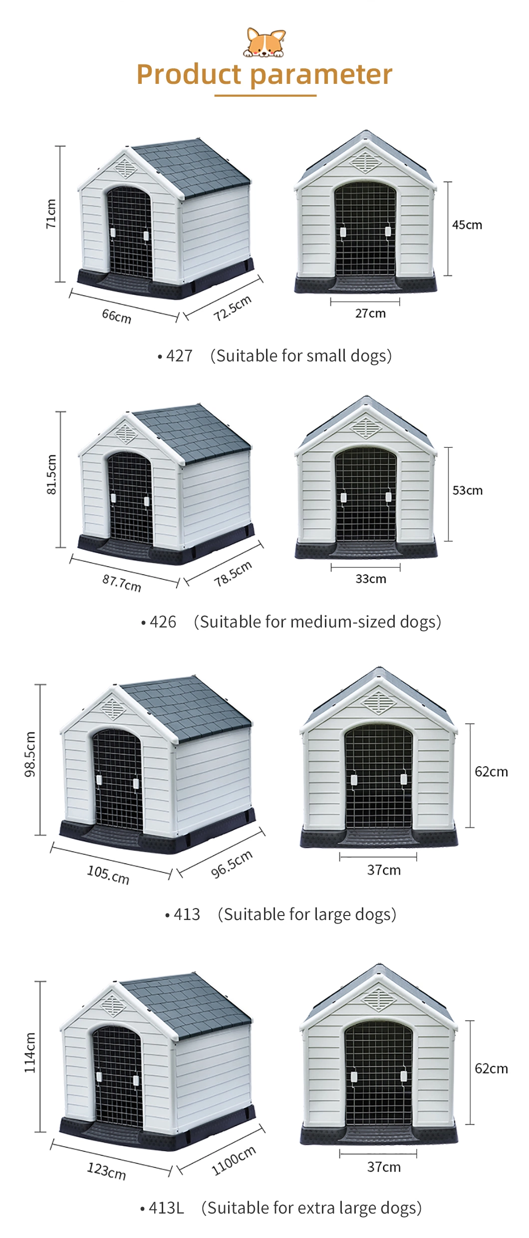 Wholesale Outdoor Plastic Pet Cat Dog Kennel Cage House Plastic Durable Portable Waterproof Large Dog House Pet Cages Carries Houses Large Kennel