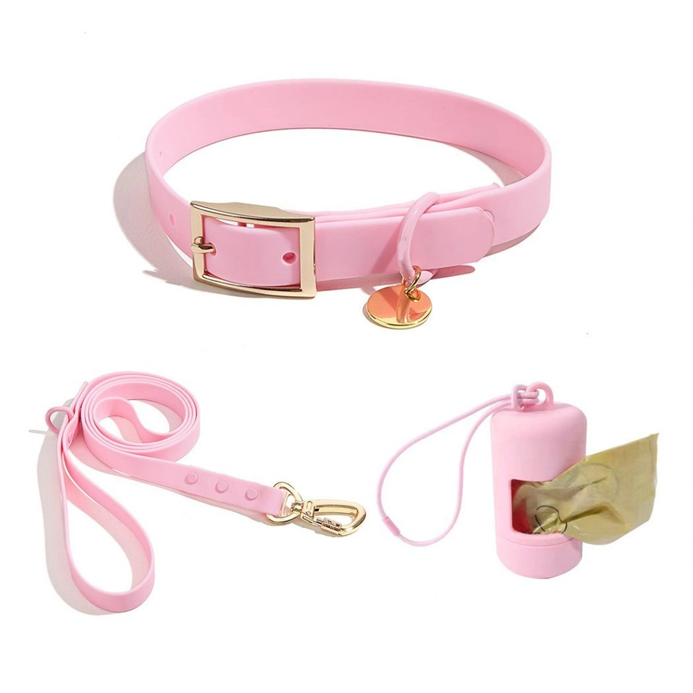 Pet Products PVC Dog Collar Modern Puppy Leash with Poop Bag Set