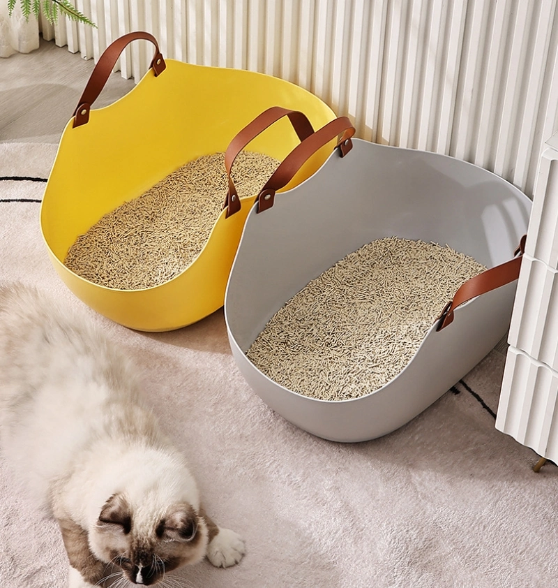 Hot Selling Wholesale Yellow Portable Semi-Enclosed Large Open Cat Litter Box