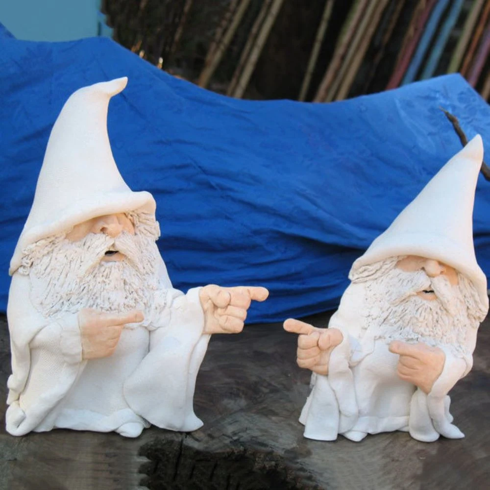 White Wizard Gnome Smoking Middle Finger Garden Yard Lawn Ornament Ci25212