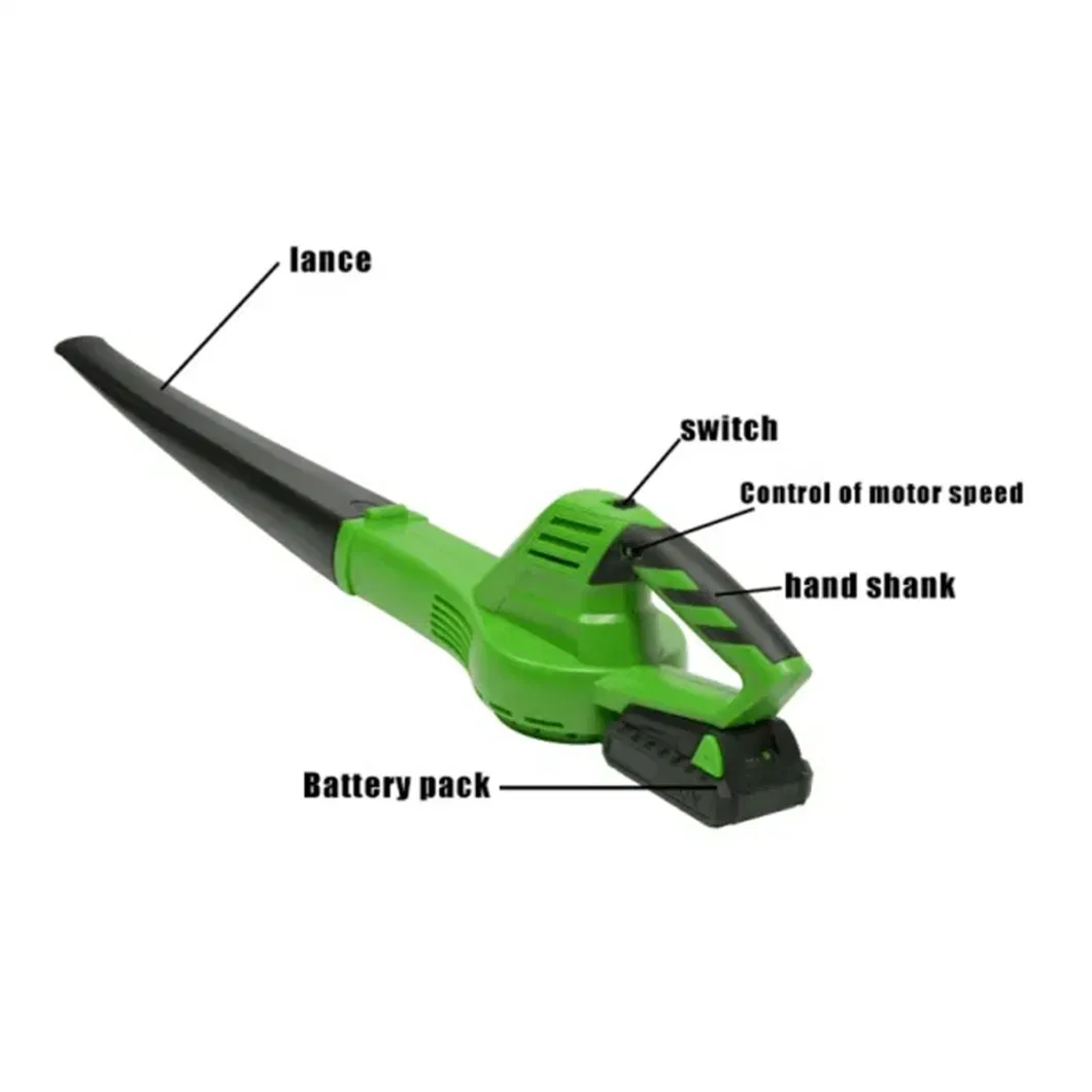 Green Portable Rechargeable Lithium Battery 7000rpm Cordless Leaf Blower for Industry Agriculture