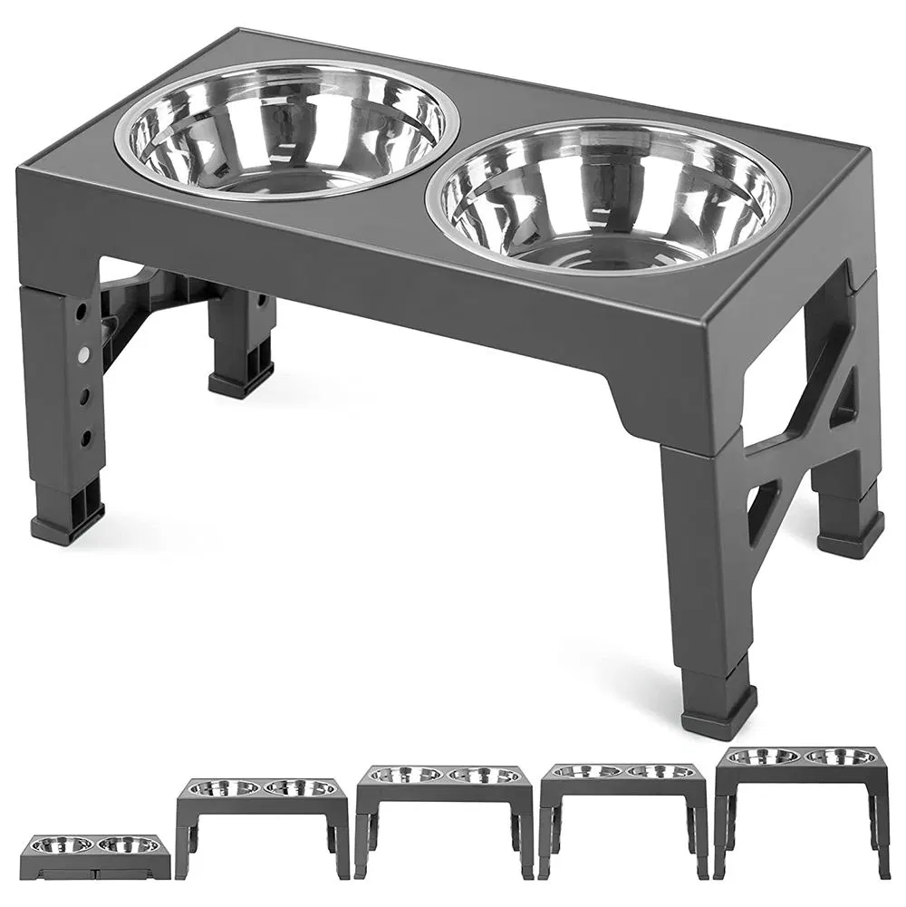 Portable Adjustable Heights Slow Feeder Pet Bowl Elevated Dog Bowl with Stand