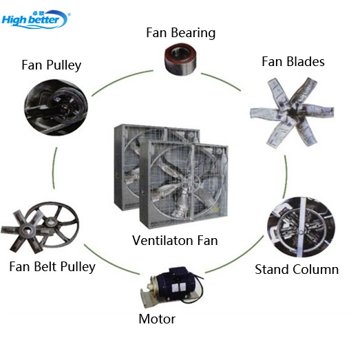 Exhaust Fan for Pig Farms in Industrial Greenhouses, Push-Pull Fans, Axial Fans Cooling Fan