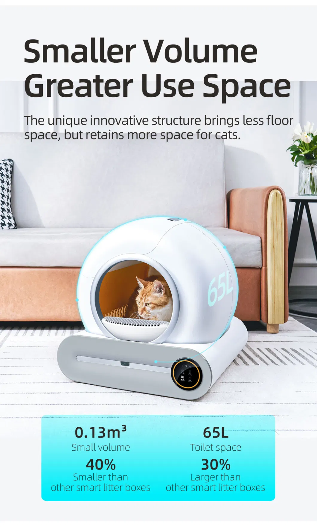 Intelligent Litter Box Cat Toilet Large Silo Fully Automatic Closed Cleaning Deodorization Mobile Phone APP with Exhaust