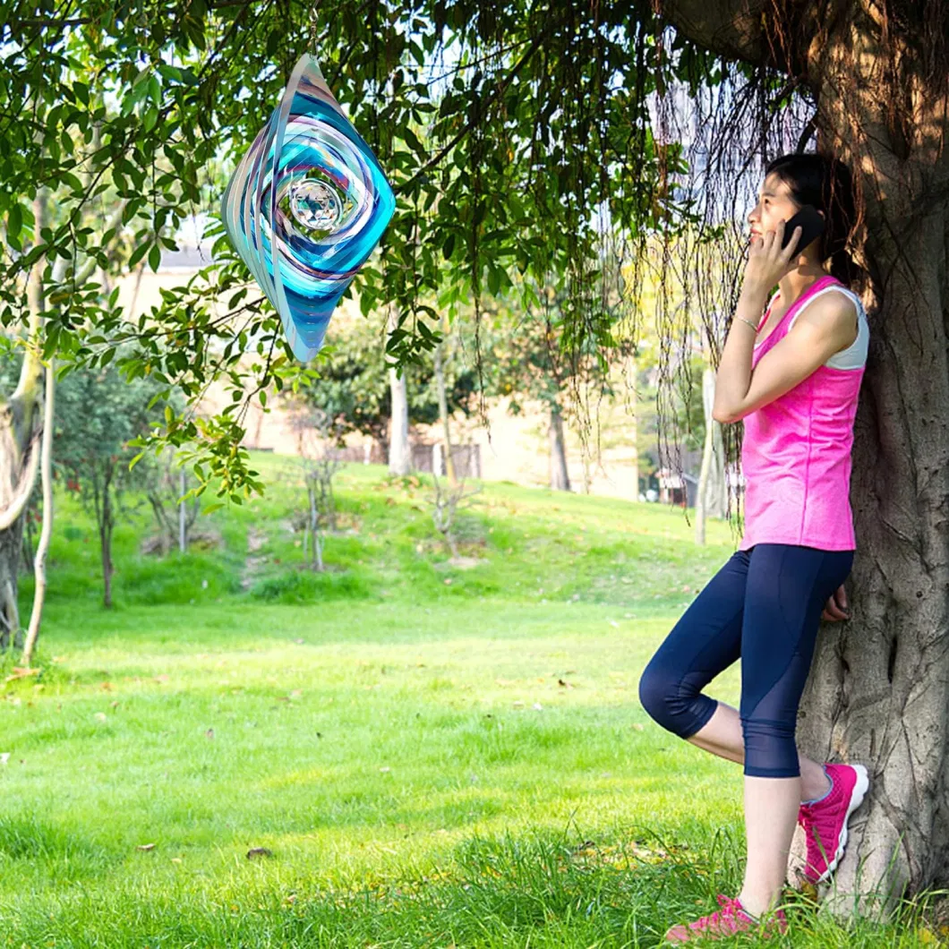 Indoor/Outdoor Garden D&eacute; Cor Kinetic Yard Art 12 Inches Multi Blue Wind Spinner