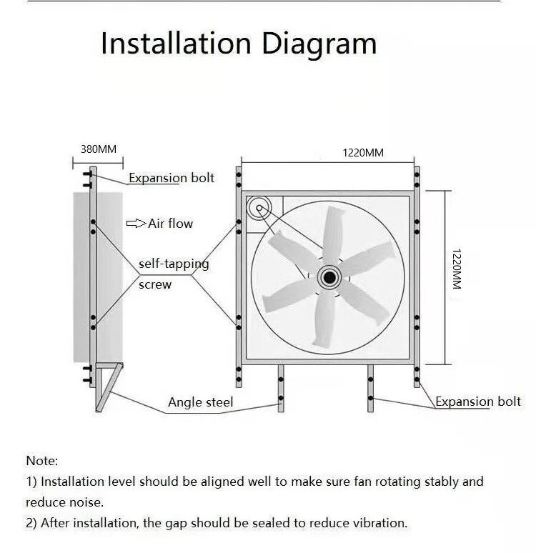 Wall Mounted Push Pull/Drop Hammer Exhaust Ventilation Fan Air Cooling Fan for Industrial Workshop Greenhouse Chicken Farm Broiled House