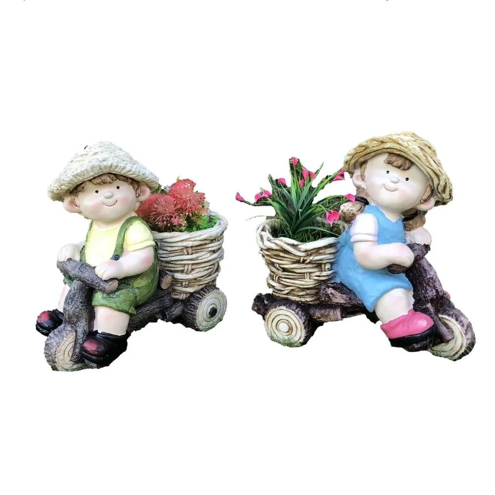 Boy-and-Girl-Riding-a-Bicycle Figurine Ornaments Garden Statue Waterproof Bl22207