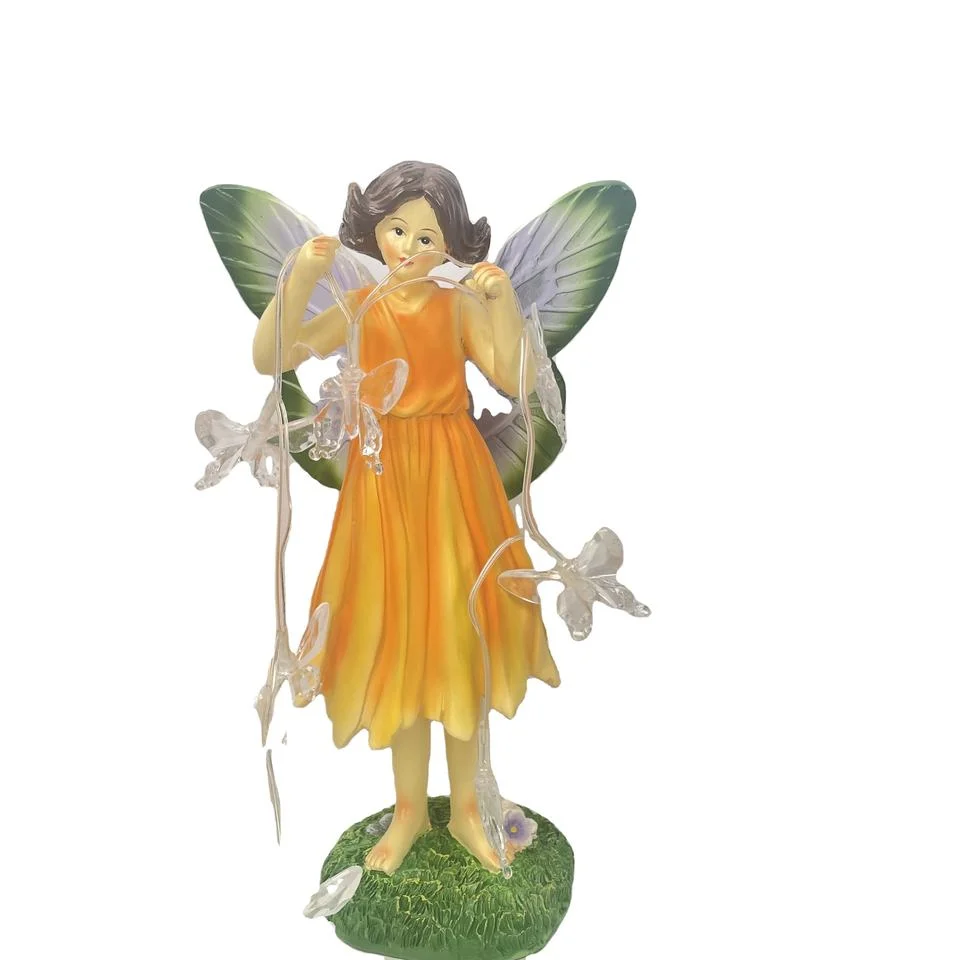 Outdoor Garden Decorative Resin LED Solar Light Fairy Statue