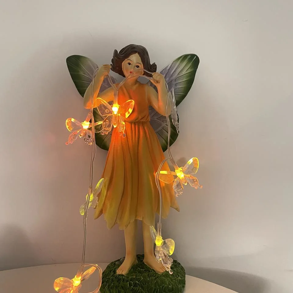 Outdoor Garden Decorative Resin LED Solar Light Fairy Statue