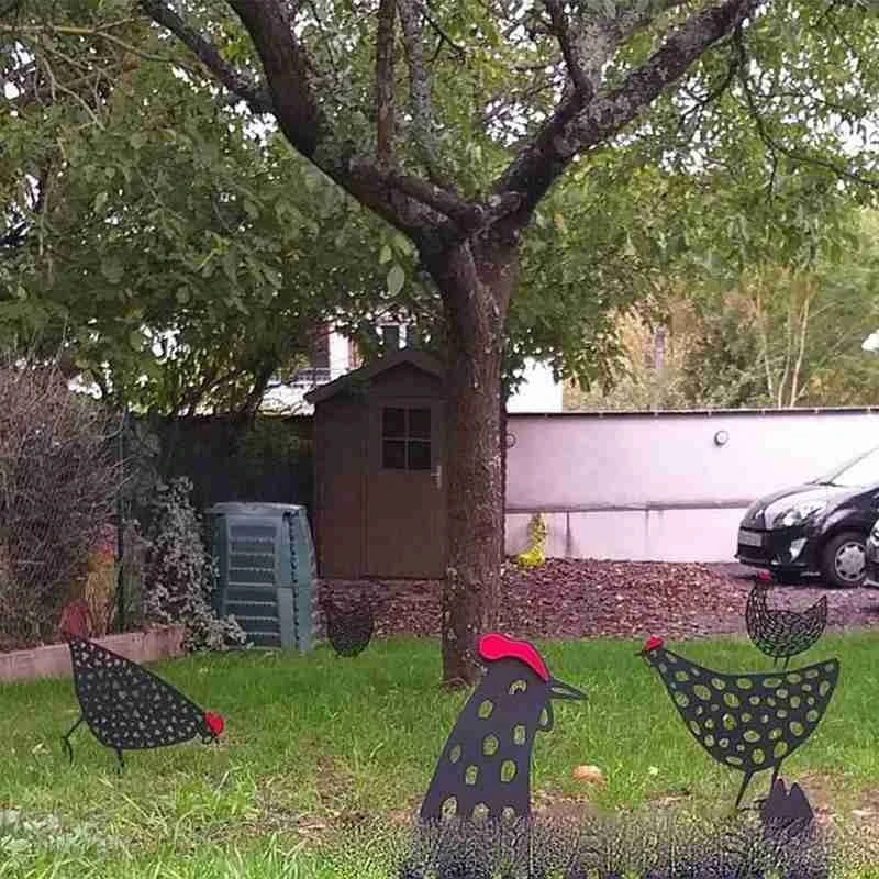 Chicken Yard Art Garden Statues Backyard Lawn Stakes Plastic Duck Hen Yard Decor Gift Garden Decoration Outdoor Garden Ornaments