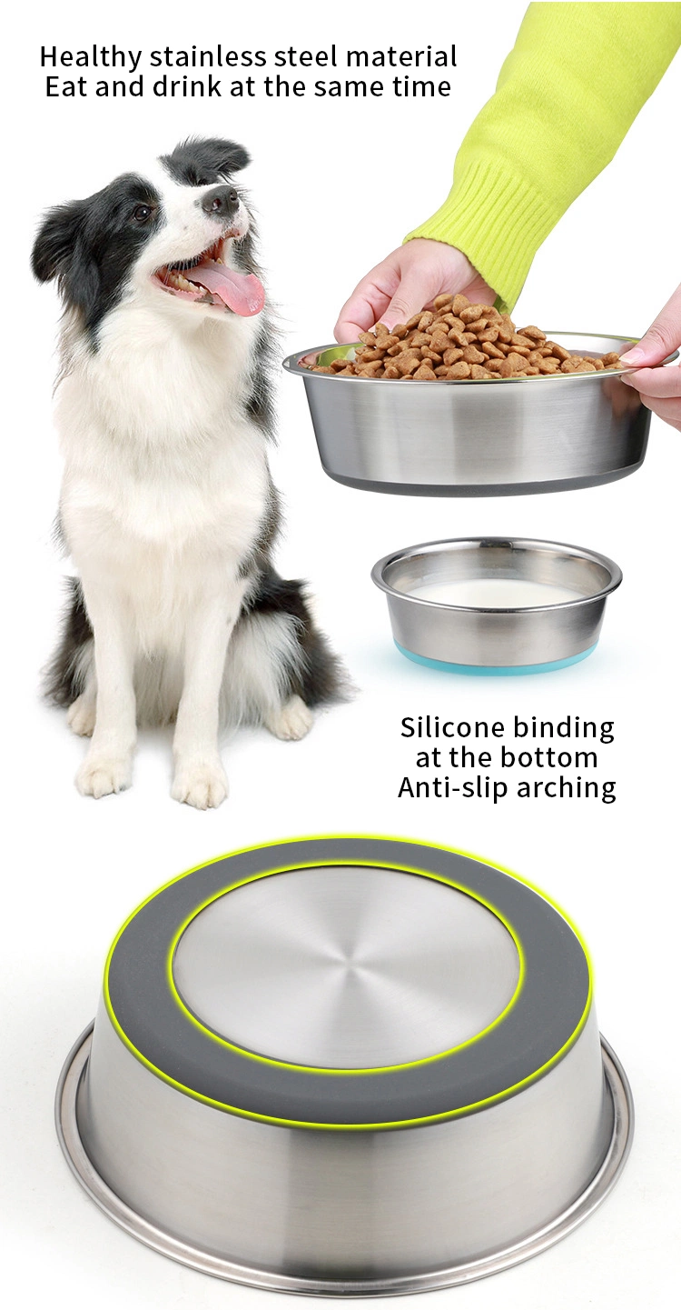 Metal Stainless Steel Non Slip Pet Dog Food Water Bowl