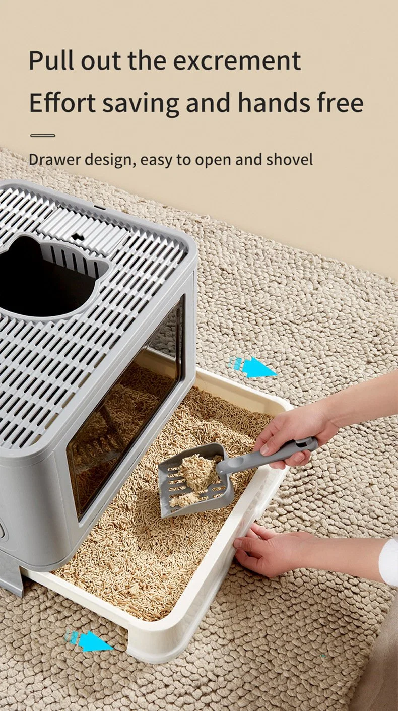 Top Entry Anti-Splashing with Pet Plastic Scoop Portable Cat Litter Box