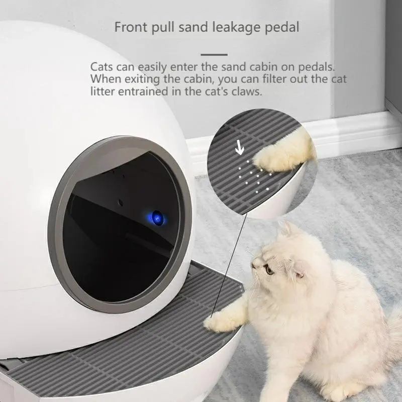 Multi Function White Color Smart Cat Litter Box WiFi Control Intelligent Cat Litter Tray Automatic Self Cleaning Large Space Cat Toilet