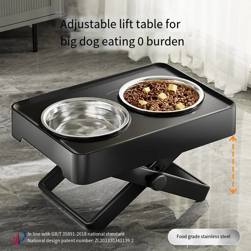 Durable 2 in 1 Elevated Plastic Foldable Stainless Steel 4L Dog Bowl