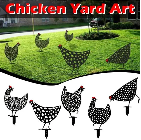 Easter Metal Hen Garden Backyard Decoration Chicken Yard Art Lawn Stakes Ornament