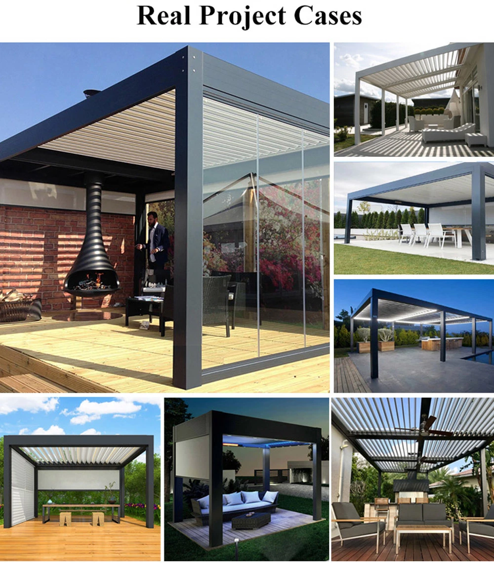 2-20% Discount Bioclimatic Patio Awnings Canopy Solid Roof LED Pergola Aluminium Outdoor Garden Buildings