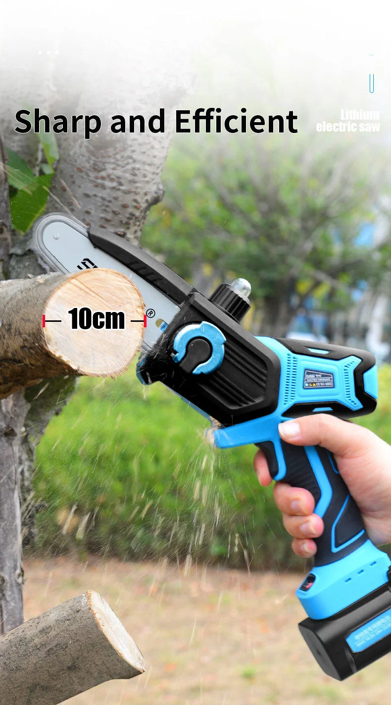 High Quality 5 Inch Portable Electric Lithium Battery Powered Chain Saw Mini Pole Saw Cordless Electric Chainsaw for Wood Cutting