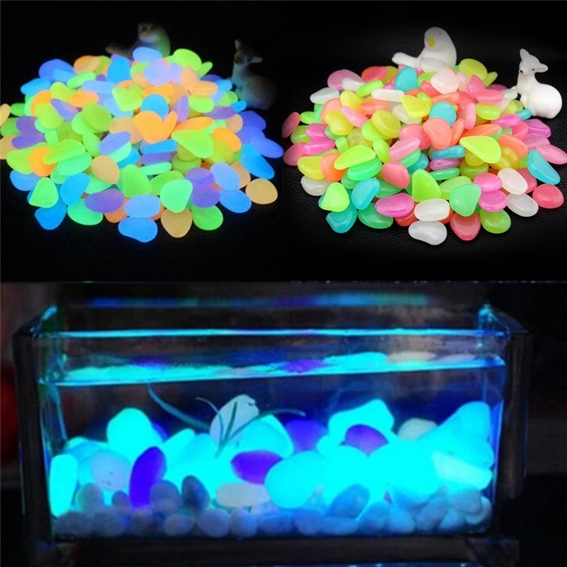 10PCS/Lot Luminous Pebbles Rocks Garden Ornaments Stone Glow in The Dark Garden for Walkways Fish Tank Decorations