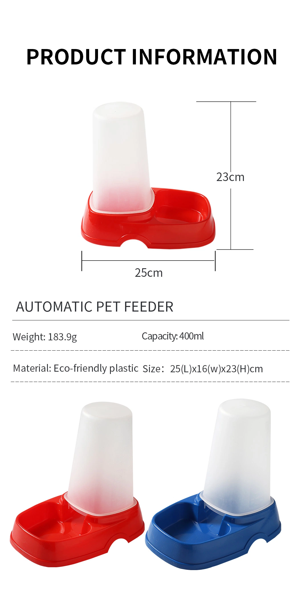 OEM Automatic Dog Cat Puppy Water Food Bowl Raised Food Dispenser Pet Bowls for Cats and Dogs