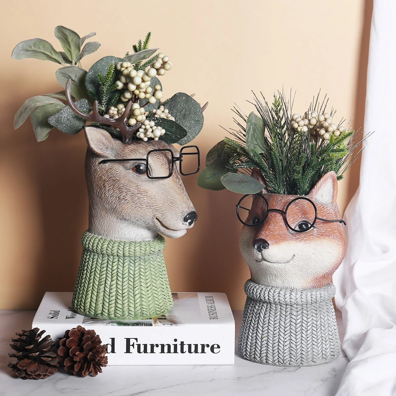 Forest Animal Flower Pot Vase Garden Patio Ornament