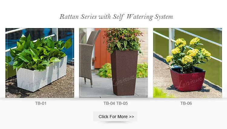 Wholesale Garden Rattan Flower Pots Factory Directly Sale Garden Supplies Medium Size Self-Watering Functions for Home Office (TB-3111)