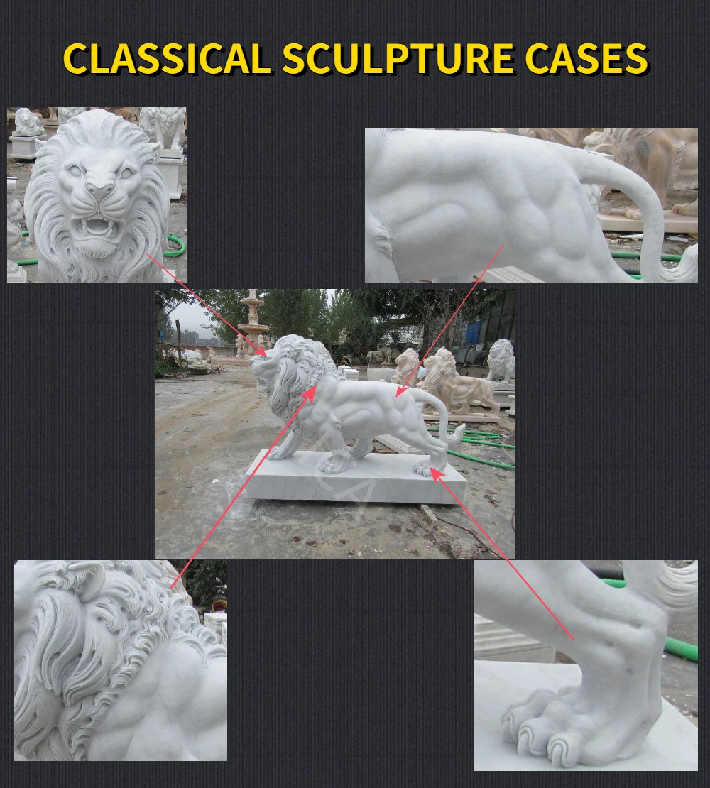 Life Size Outdoor Decoration Carving Marble Lying Lion Statue