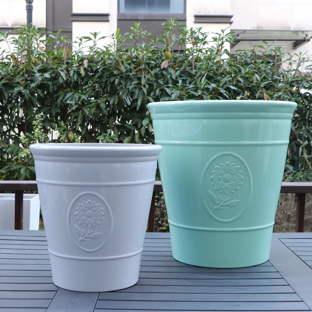 Leizisure Nordic Small/Medium Resin Material Molds Garden Vases Plastic Flower Pots &Planters with Pattern (XY-1003-2)