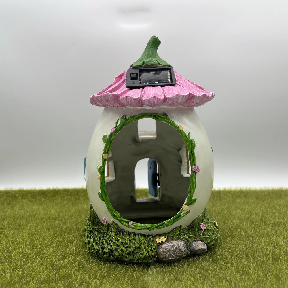 Miniature Fairy Garden Kits Supply Resin Egg House with Solar Light Decoration