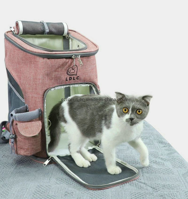 Travel Carrier Cat and Dog Backpack with Open Door and Air Ventilation Net Outdoor Double Entrance Pet Bags Wbb12502