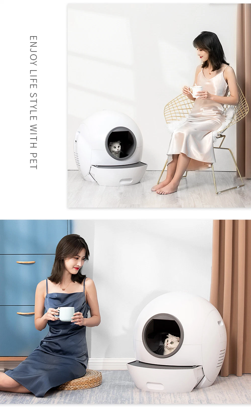 Smart Self Cleaning Cat Litter Box Luxury Large Enclosed Intelligent Automatic Cat Toilet