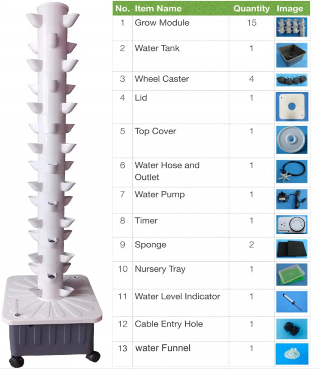 Garden Indoor DIY Hydroponic System Vertical Grow Tower for Lettuce/Celery/Vegetable/Crops Aeroponics Growing