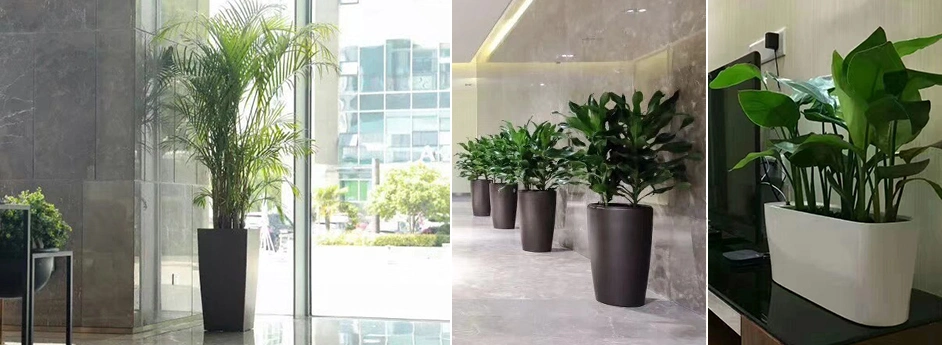 Garden &amp; Home Hotel Decorative Nordic Big Large Square Flower Pots Silver Interior Planters for Tree Artificial Plant
