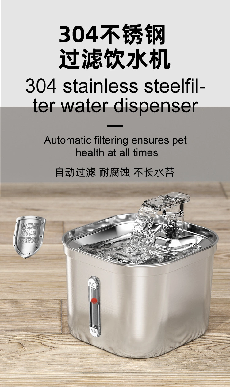 Top Quality USB Cat Dog Pet Drinking Water Dispenser Fully 304 Stainless Steel Automatic Cat Waterer